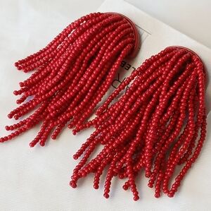Sugarfix By BaubleBar  Red Beaded Tassel Earrings Fun Christmas Casual Dressy